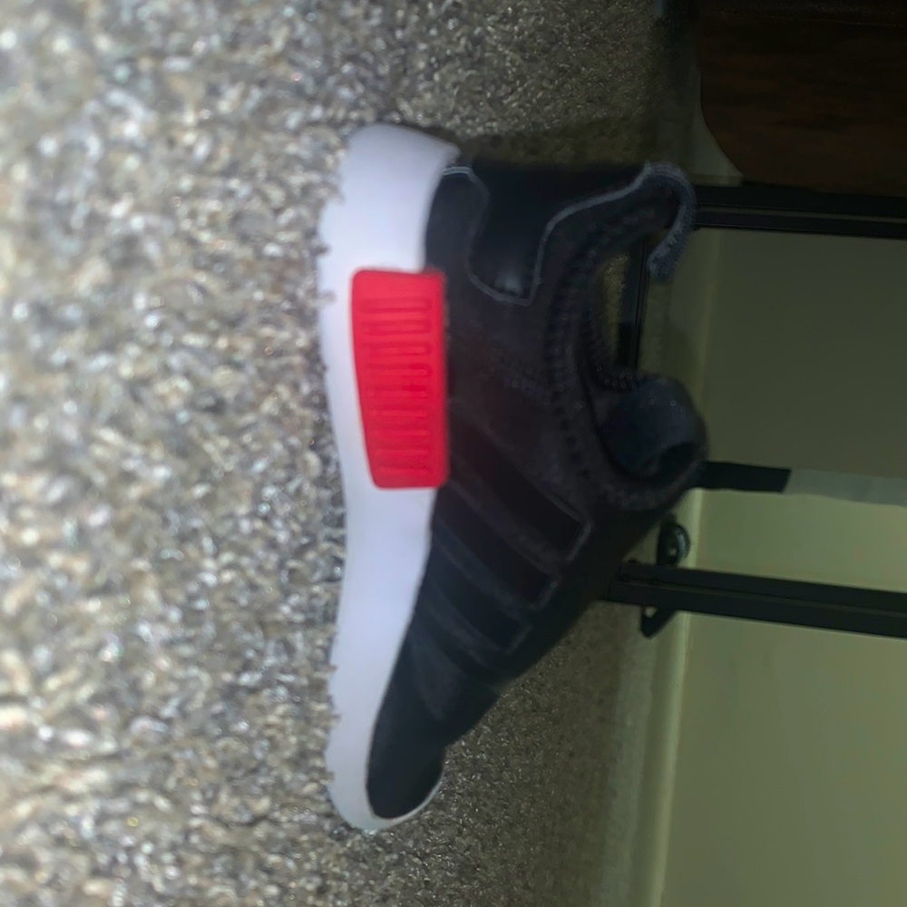 Black blue & red shoes